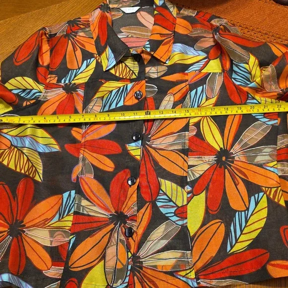 Erin London Linen Blend Semi-Sheer Shirt Jacket 22" P2P - Picture 9 of 12